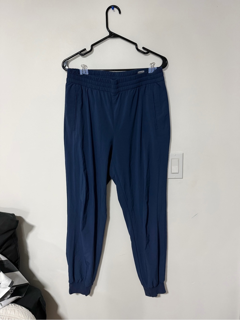 Womens Navy Elastic-Waist Jogger Pants